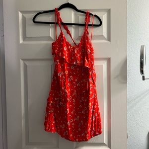 Mini floral red dress